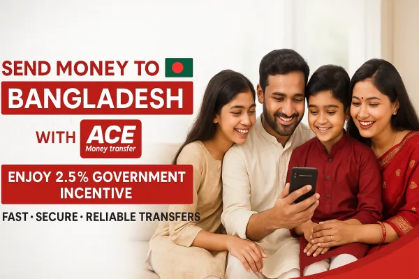 Send money to Bangladesh online through ACE Money Transfer