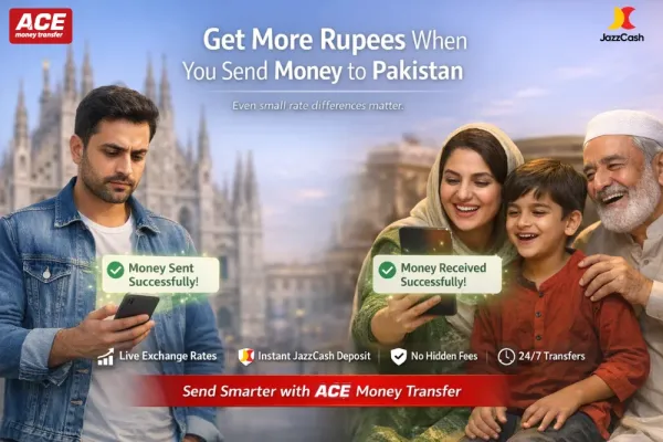 Send Money from Italy to Jazzcash Pakistan