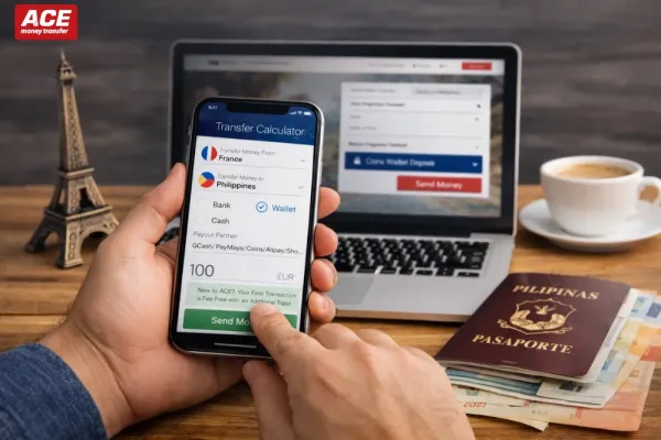 How to Send Money to Coins Philippines from France via ACE