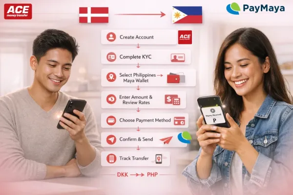 Send money from Denmark to Philippines PayMaya with ACE