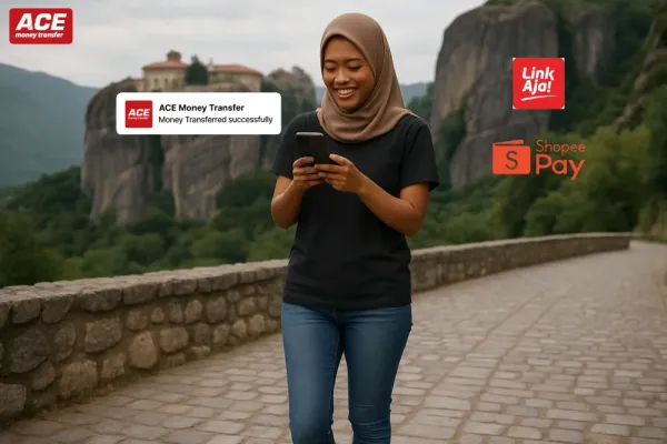 Transfers from Greece to Indonesia via LinkAja & ShopeePay