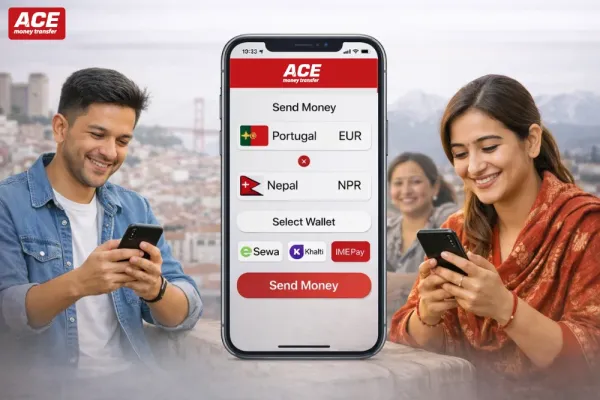 Transfers Money from Portugal to Nepal Mobile Wallet